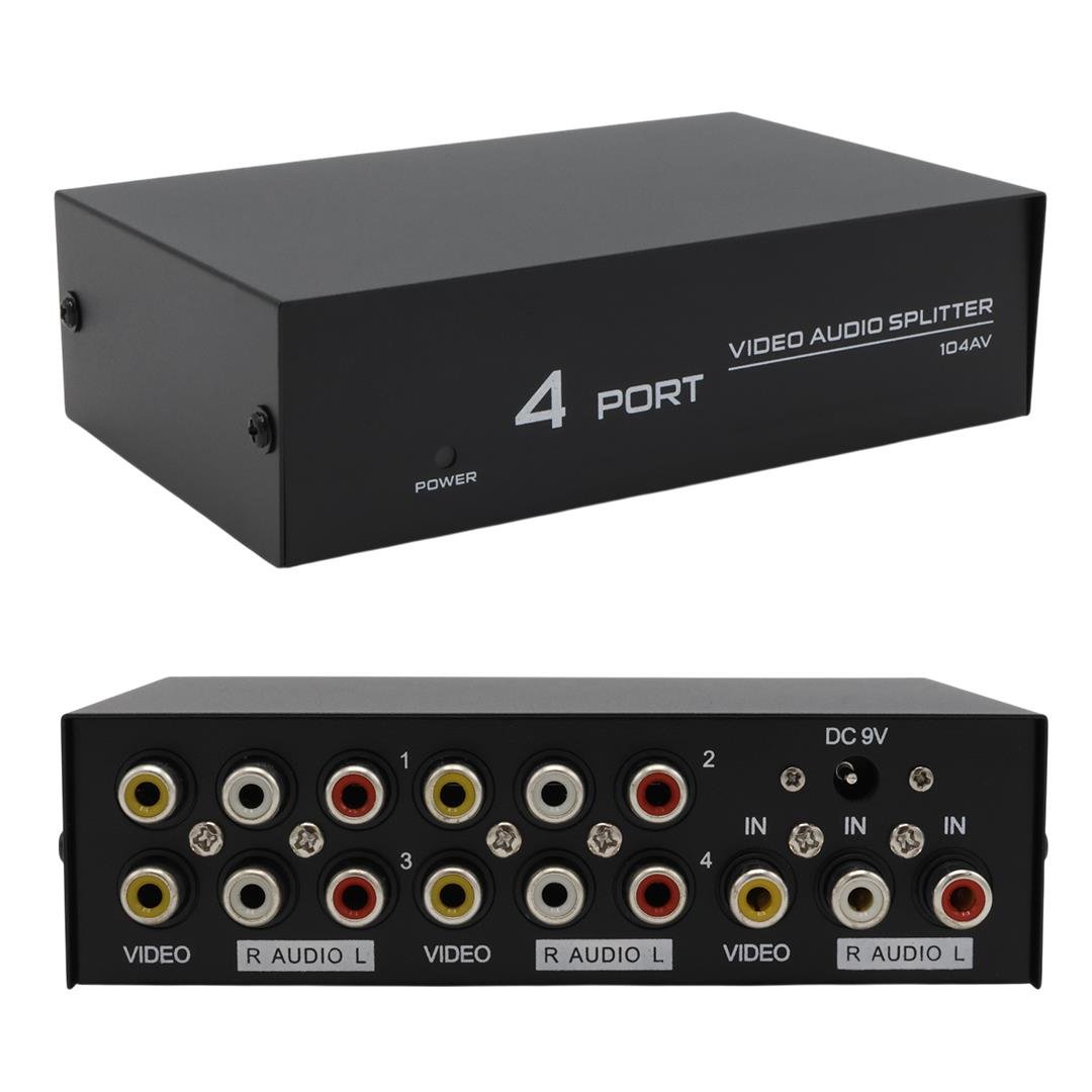 Powermaster AV-104 4 Port Video Audio Splitter