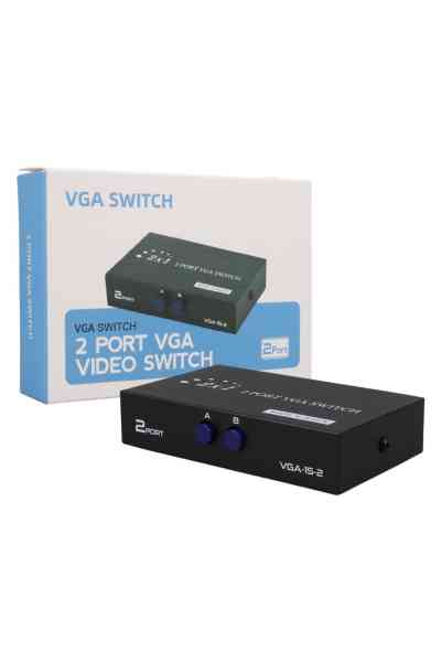 PowerMaster PM-4263 2 Port Giriş 1 Çıkış Manuel VGA Splitter Toplayıcı Switch (2 PC 1 Ekran) - Görsel 3