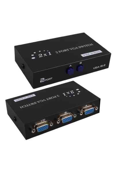 PowerMaster PM-4263 2 Port Giriş 1 Çıkış Manuel VGA Splitter Toplayıcı Switch (2 PC 1 Ekran) - Görsel 2