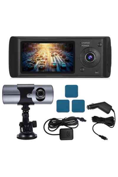 PowerMaster R300 GPS Destekli Çift Kameralı Araç İçi DashCam DVR Kamera Seti - Görsel 3