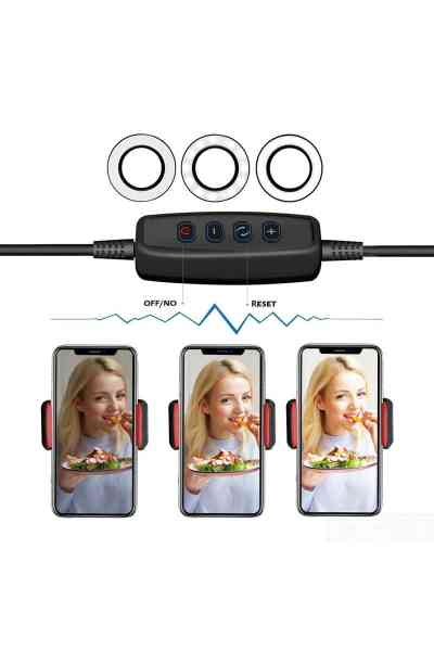 Powermaster PM-2577 Masa Sabitlemeli 3000K-5000K-6500K Selfie Işıklı Telefon Tutacağı Akrobat 2in1 - Görsel 3