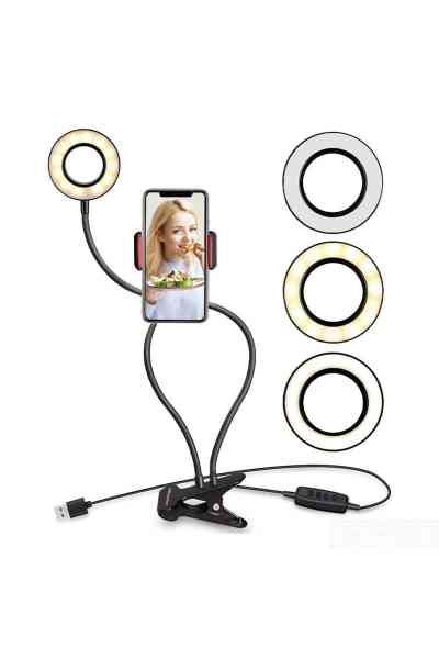Powermaster 2 in 1 Selfie Işıklı Telefon Tutacağı