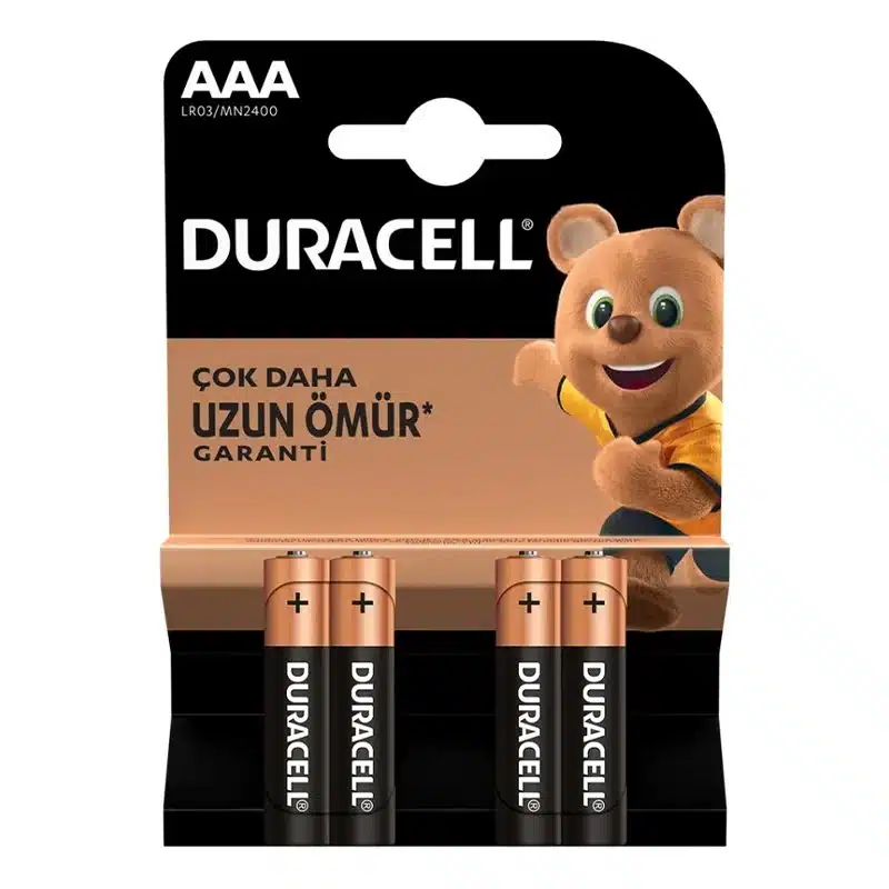 13363 Duracell LR03/MN2400 AAA İnce Alkalin Pil (4'lü Paket) - Görsel 1