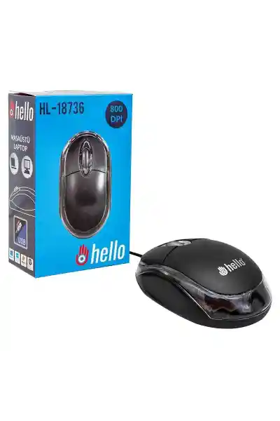 Hello HL-18736 Optik Işıklı 800 DPI Kablolu Mouse - Görsel 3