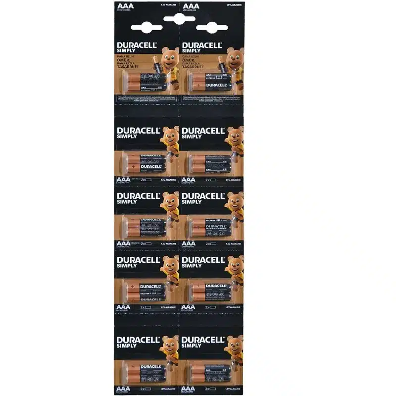 Duracell Alkalin 1.5 Volt AAA 20’li İnce Kalem Pil LR03/MN2400