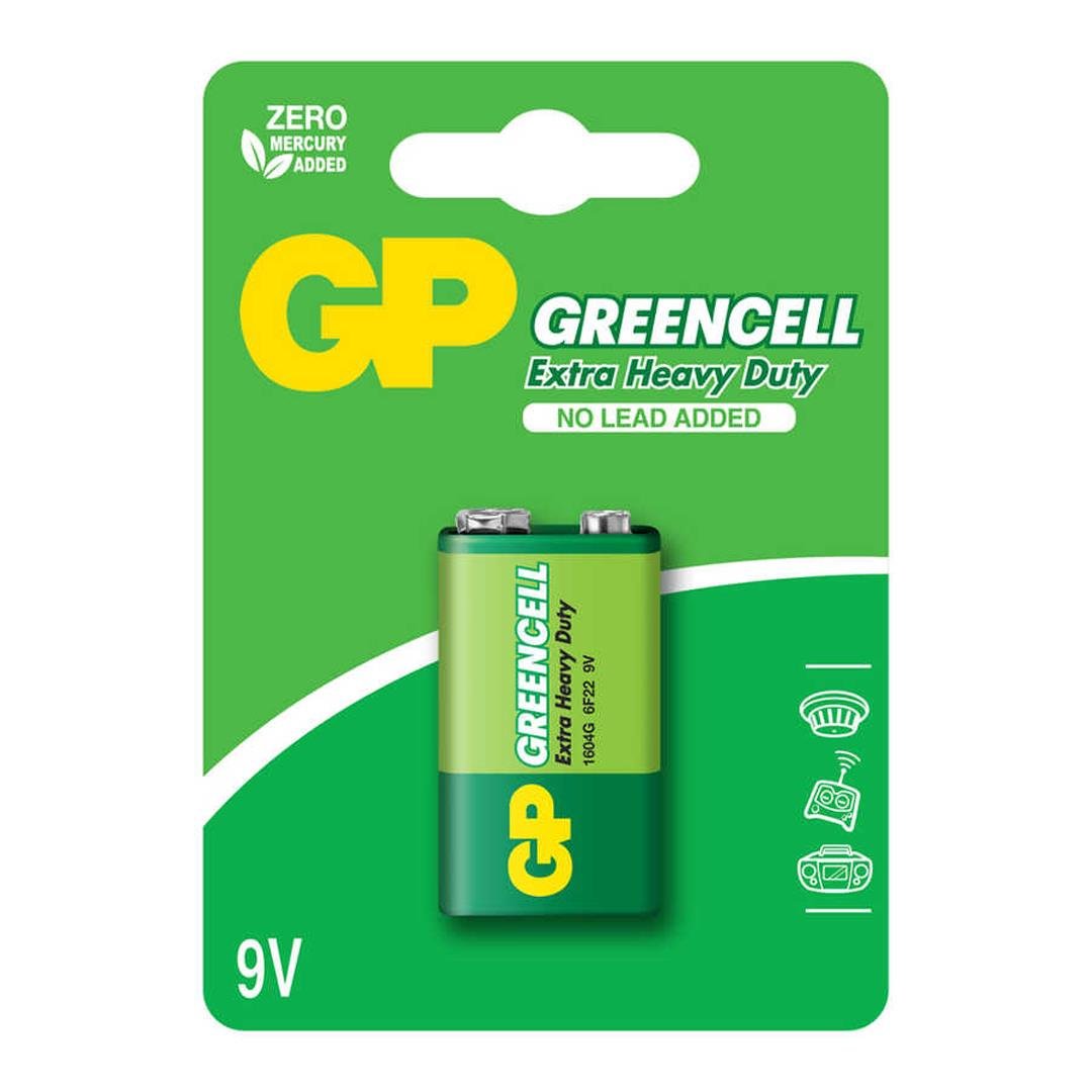 GP Greencell Extra Heavy Duty 9 Volt Tekli Pil (GP1604G/6F22/1222/9V)