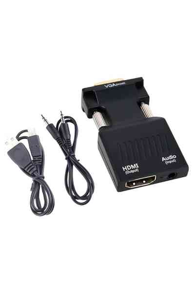 PowerMaster PM-4276 VGA TO HDMI Görüntü Ses Çevirici Audio Girişli Adaptör 1080HD 5V1A Mini USB Güç Girişli - Görsel 3