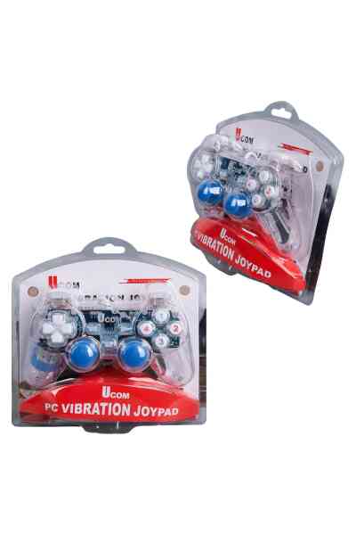Powermaster UCOM-704 Kablolu Double Shock Joypad Oyun Kolu Gamepad Şeffaf Işıklı - Görsel 4