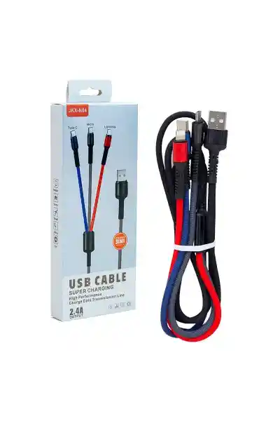 Powermaster JKX-44 Usb To Micro Usb Type-C Lightning 3’lü 2.4 Amper Şarj Kablosu - Görsel 2