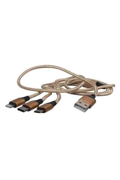 PowerMaster PM-2368 Micro USB - Type-C - Lightning Şarj Ve Data Kablosu 2.1 Amper 110Cm Örgülü - Görsel 2
