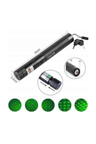 PowerMaster OM-1201 18650 Pilli Şarjlı Anahtar Emniyetli Yeşil Lazer Pointer (50 KM) - Görsel 2