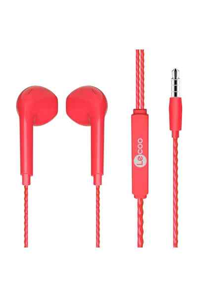 Lenovo Lecoo EH104R 3.5 Mm Jacklı Kablolu Kulak İçi Mikrofonlu Kulaklık Kırmızı - Görsel 2