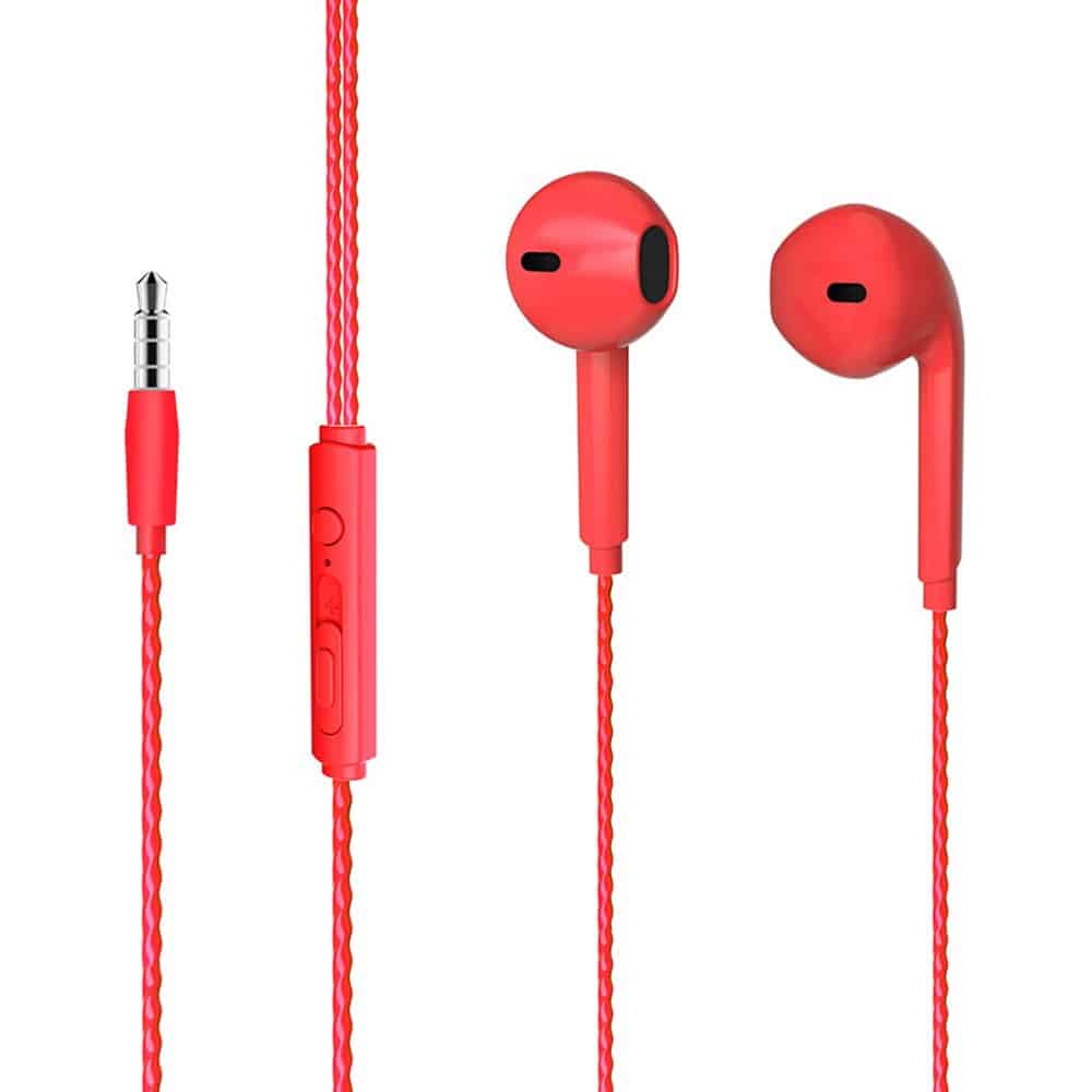 15774 Lenovo Lecoo EH104R 3.5 Mm Jacklı Kablolu Kulak İçi Mikrofonlu Kulaklık Kırmızı - Görsel 1