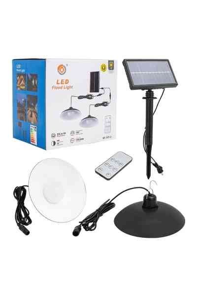 Powermaster XF-707-2 Kumandalı Solar Panelli 2 Power Ledli Çiftli Projektör Lambası XF-707-2 - Görsel 3