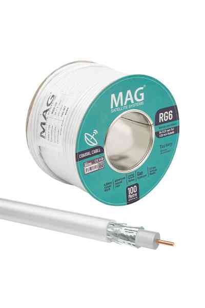 Mag Rg6/U6 1.00 Mm Ccs Makaralı 64*0.12 Tel 100 Metre Anten Kablosu