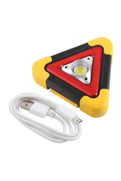 Powermaster HB-6609 Solar Şarjlı 500 Lümen Çok Fonksiyonlu Üçgen Reflektör Işıklı İkaz Lambası - Görsel 2