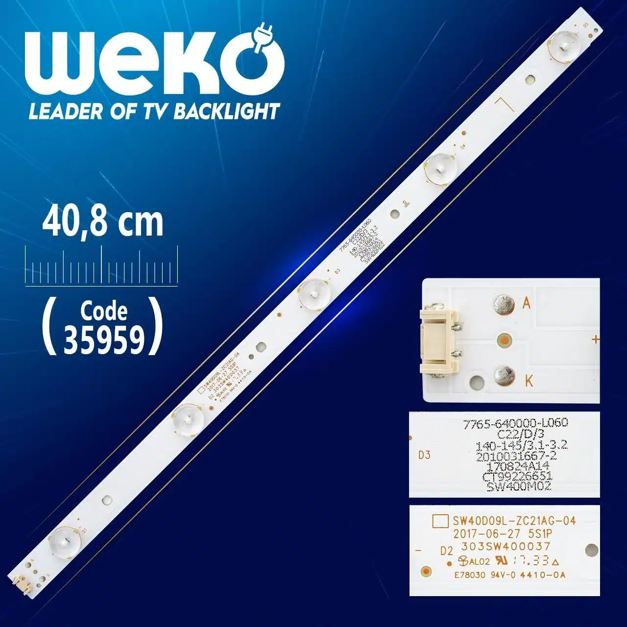 SW40D09L-ZC21AG-04 40.8 Cm 5Ledli Tv Led Bar