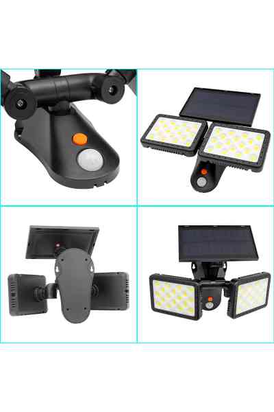 Powermaster Sensörlü 36 Cob Ledli Solar Aydınlatmalı Duvar Lambası W770B - Görsel 2