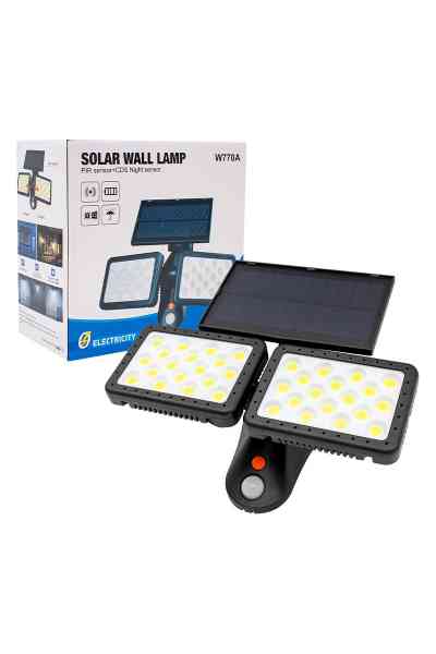 Powermaster Sensörlü 36 Cob Ledli Solar Aydınlatmalı Duvar Lambası W770B - Görsel 3