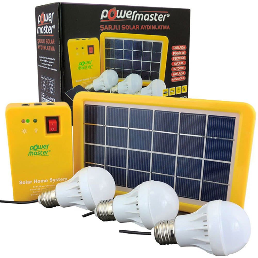powermaster-solar-aydinlatma-seti-cok-uclu-8905 Powermaster Solar Aydınlatma Seti Çok Uçlu 3 Ampullü - Görsel 1