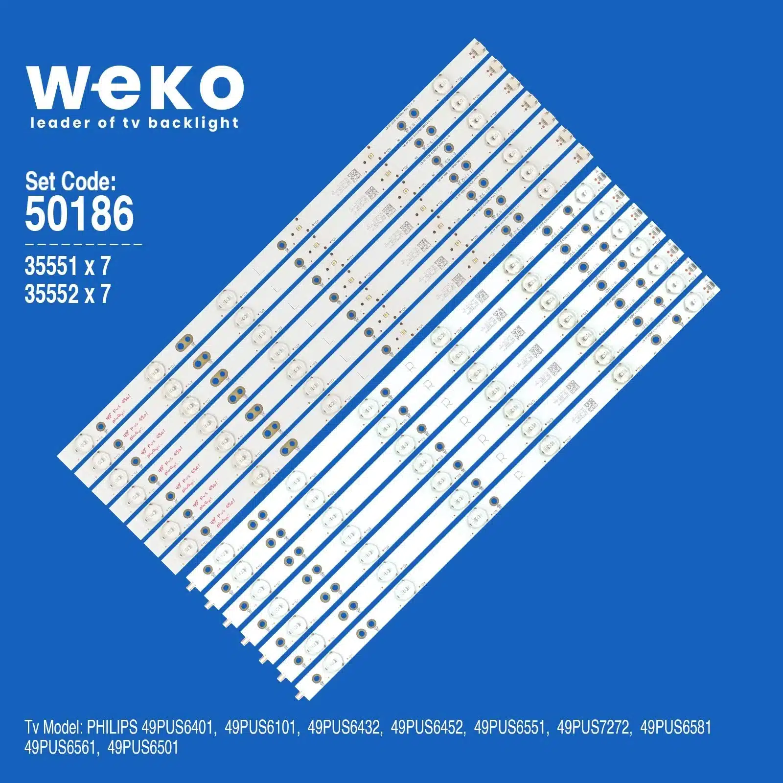 50186 Philips 49PUS6401 49'' inç 14 Adet Tv Led Bar 50186 - Görsel 1