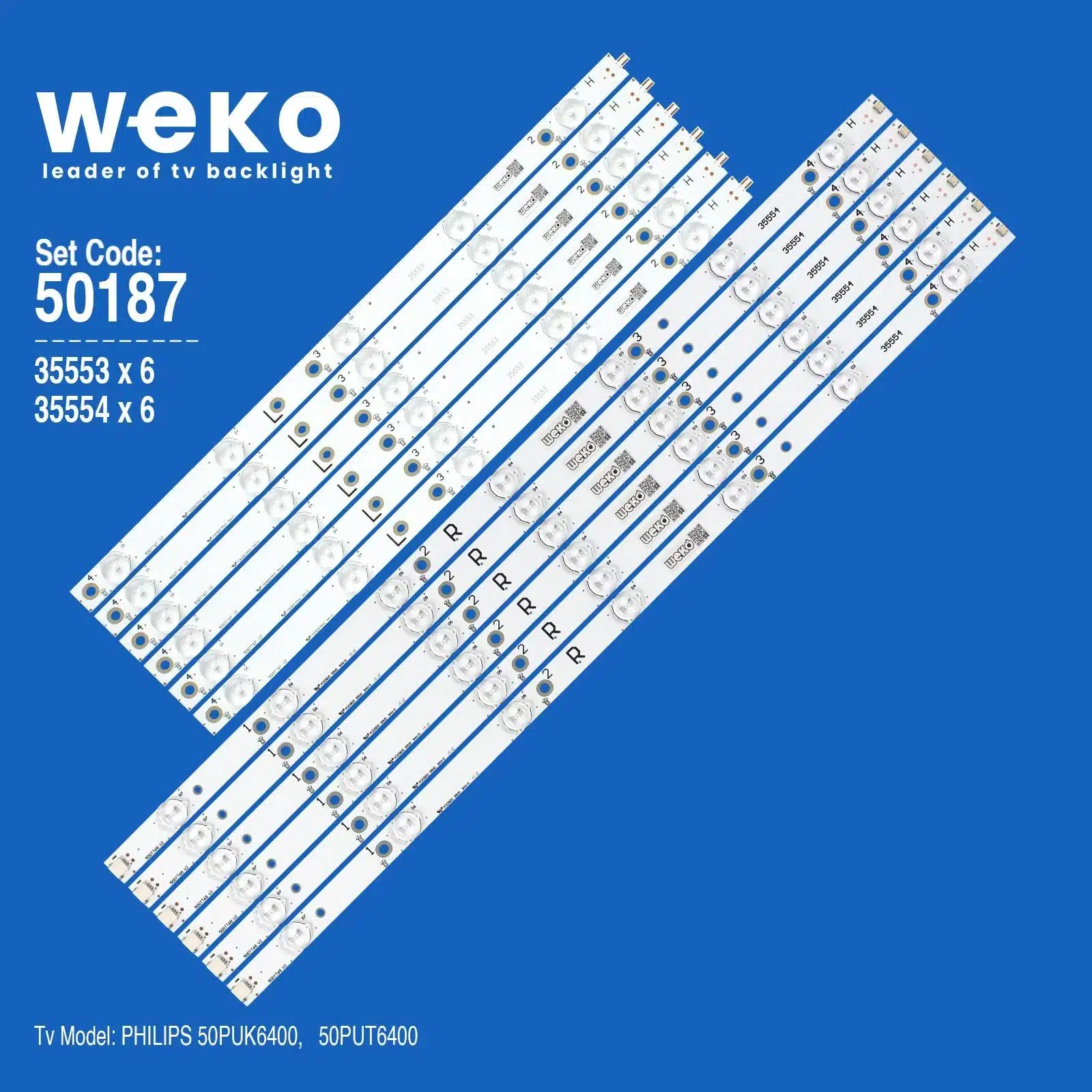 Philips 50PUK6400 50'' inç 12 Adet Tv Led Bar