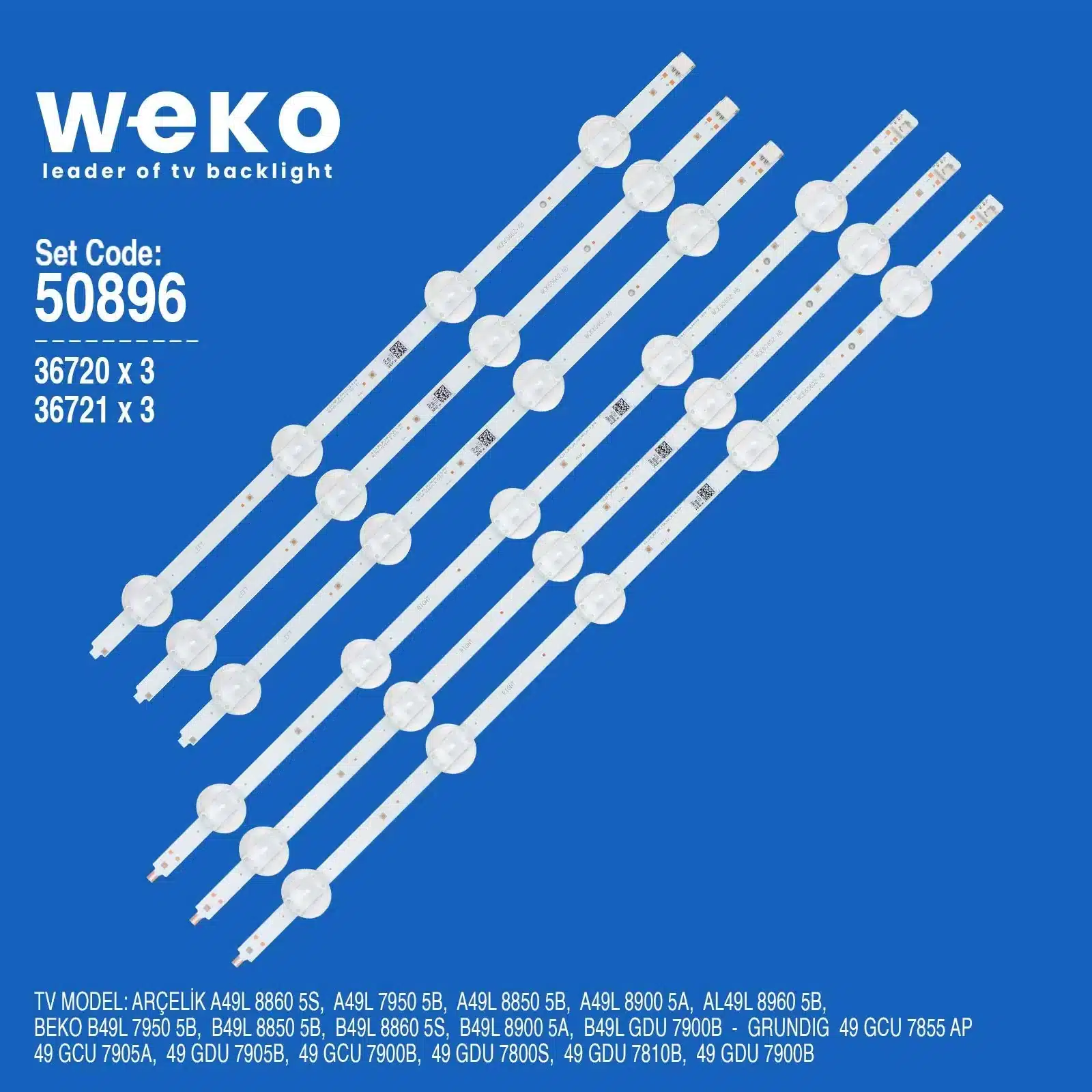 50896 Beko B49L GDU 7900B 49'' inç 6 Adet Tv Led Bar - Görsel 1