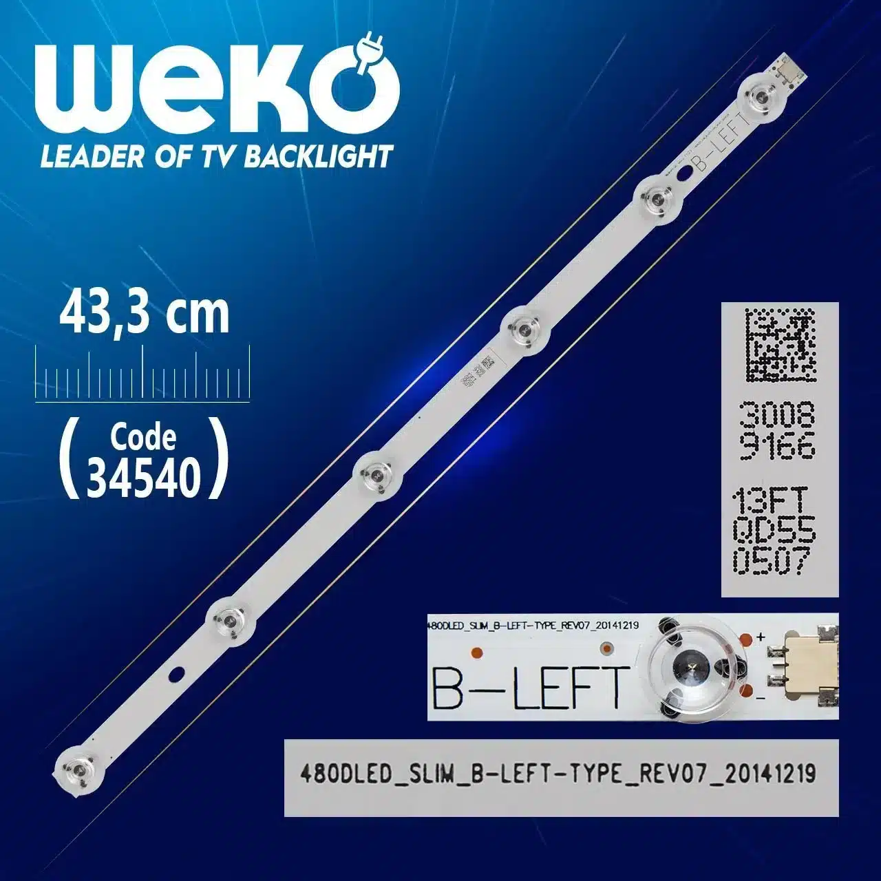 480DLED_SLIM_B-LEFT-TYPE_REV07 - 6 Ledli - 43.3 CM - (WK-618) Tv Led Bar