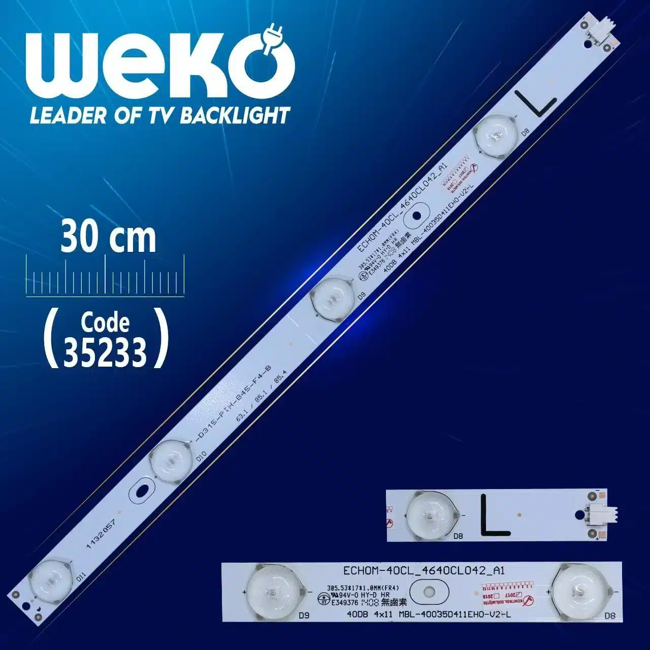 40DB 4X11 MBL-40035D411EH0-V2-L - ECHOM-40CL_4640CL042_A1 - L TYPE - 30 Cm 4 Ledli - WK-900 Led Tv Bar