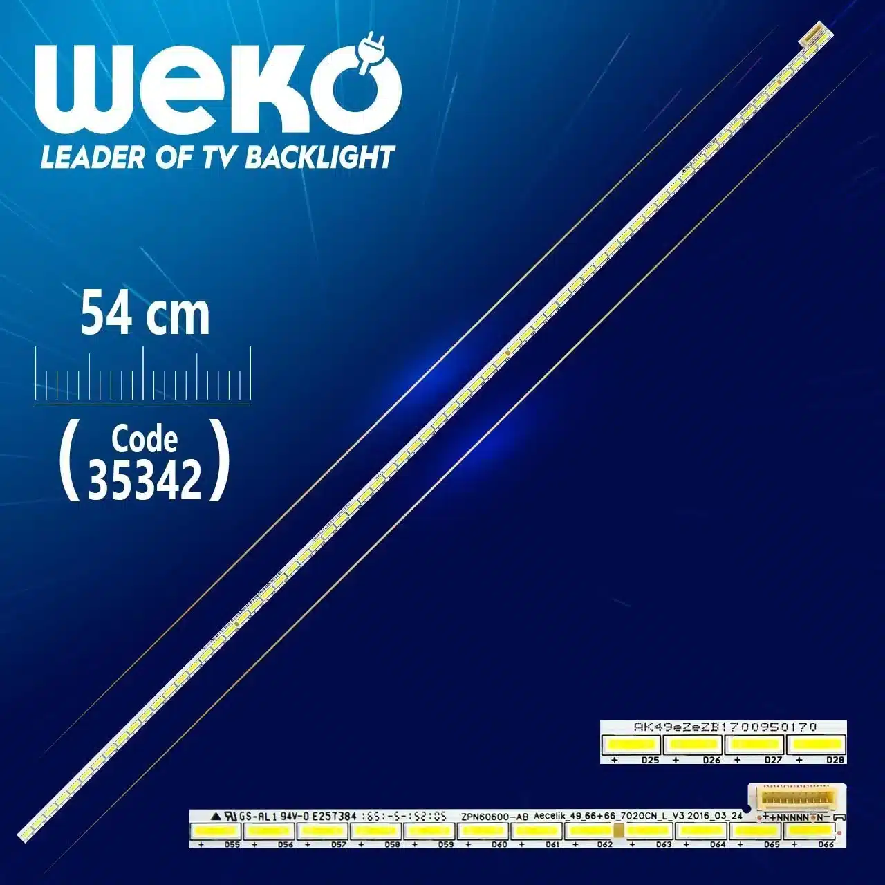 ZPN60600 - AB , ARÇELİK _ 49 _ 66+66_7020CN_L_V3 2016_03_24 - 66 LEDLİ - 54 CM (WK-955) - Tv Led Bar