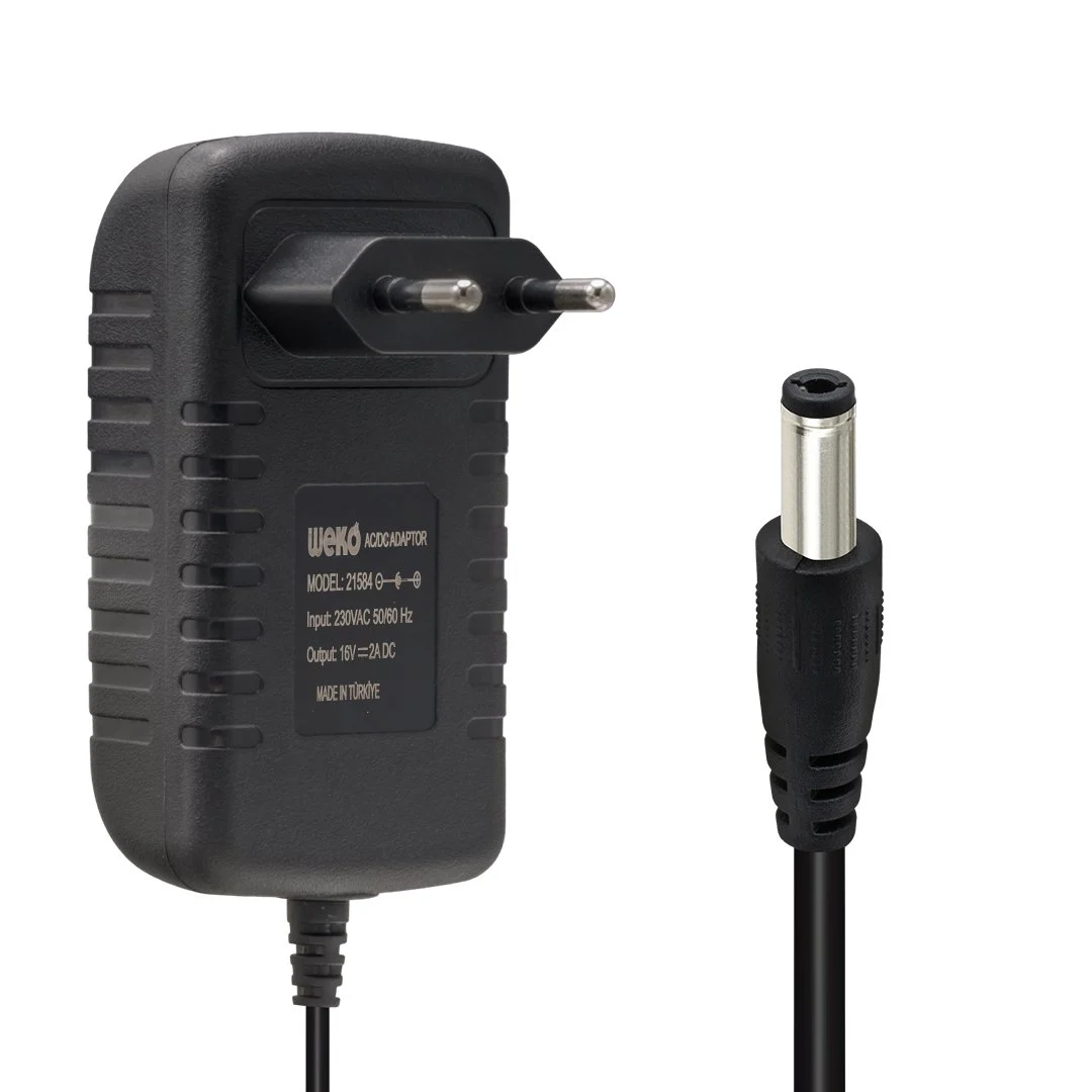 21584 Weko 16 Volt - 2 Amper 5.5x2.5 Uçlu Yerli Üretim Power Jacklı Santral Adaptörü - Görsel 1