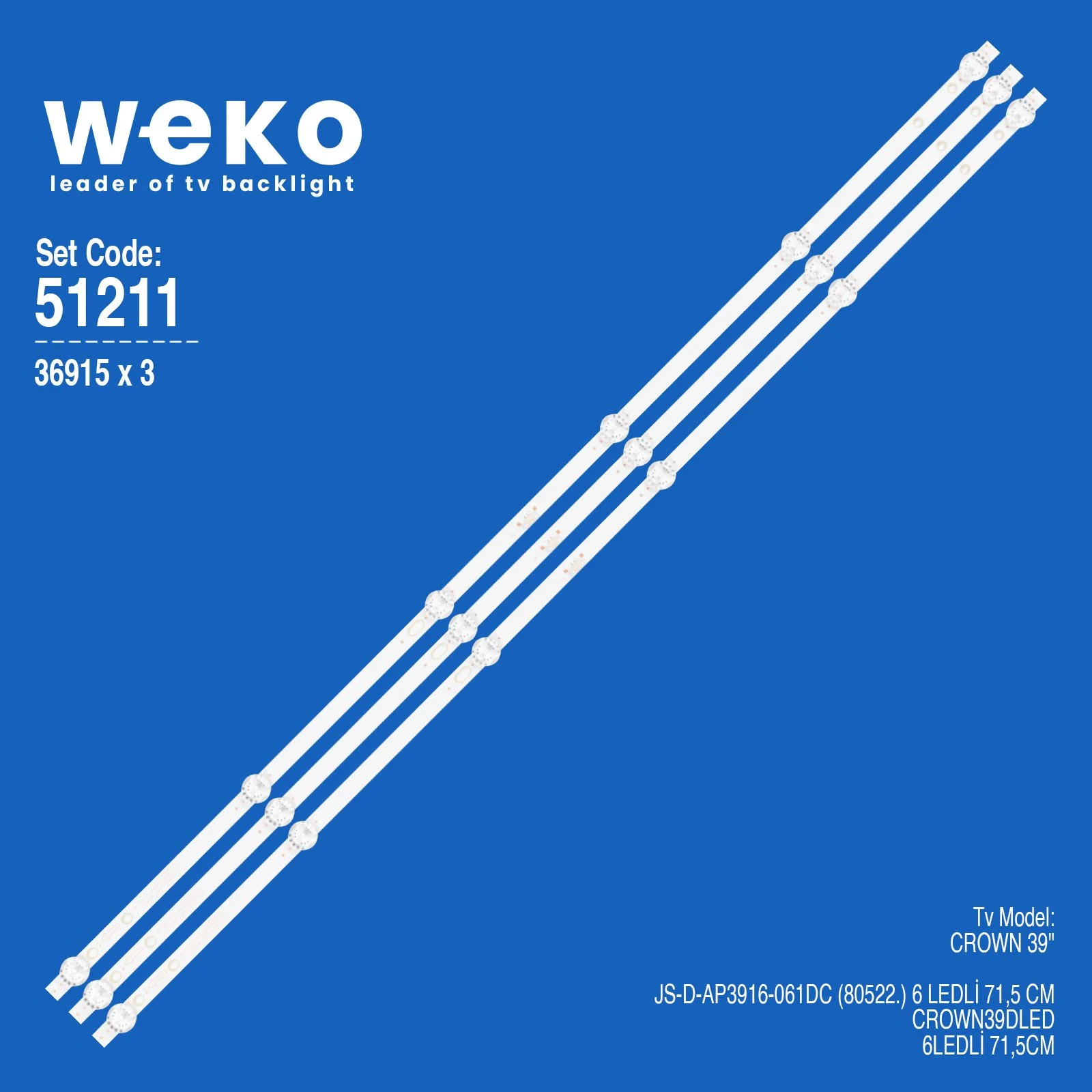 Crown 39'' 3 Adet Tv Led Bar