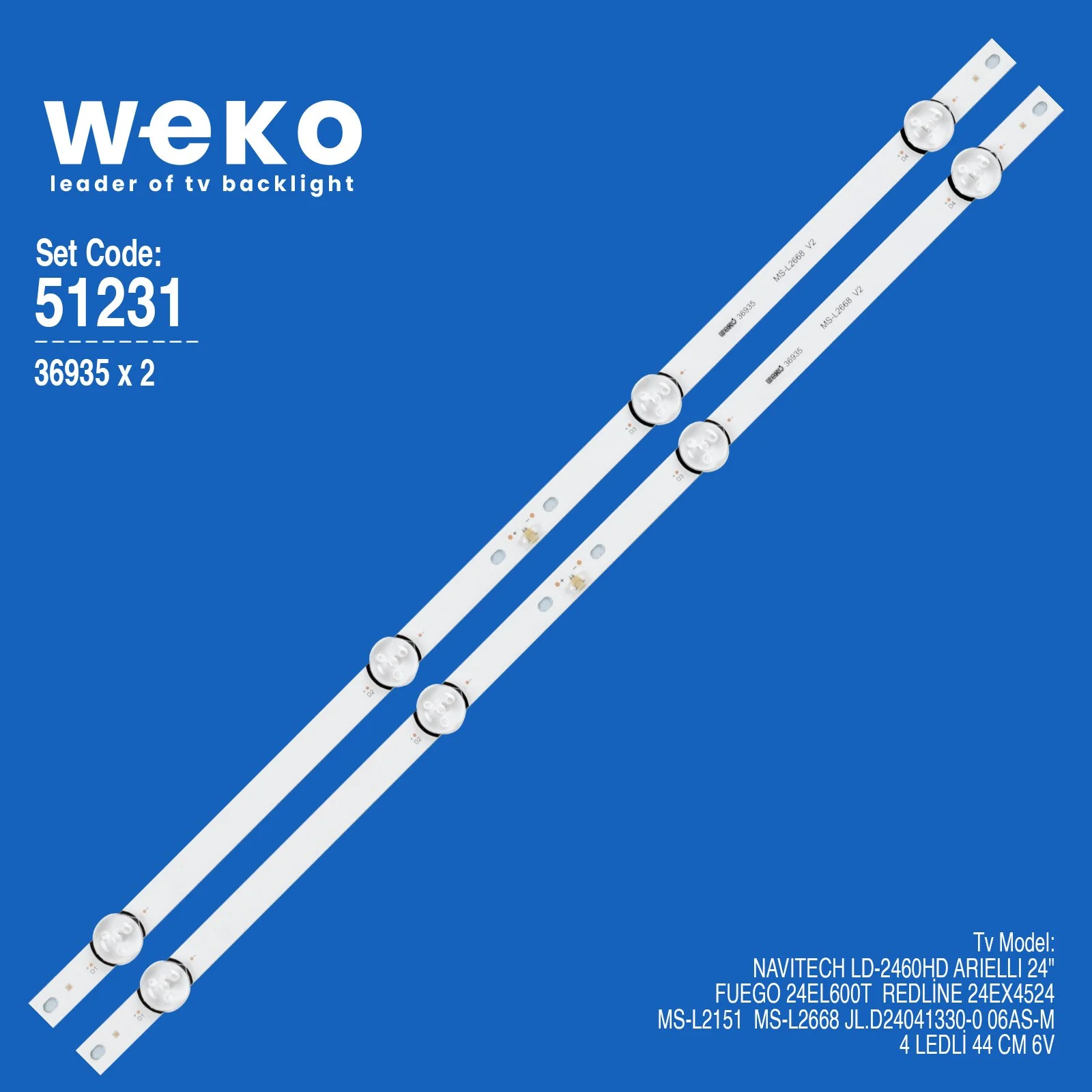 Navitech LD-2460HD 24'' 2 Adet Tv Led Bar