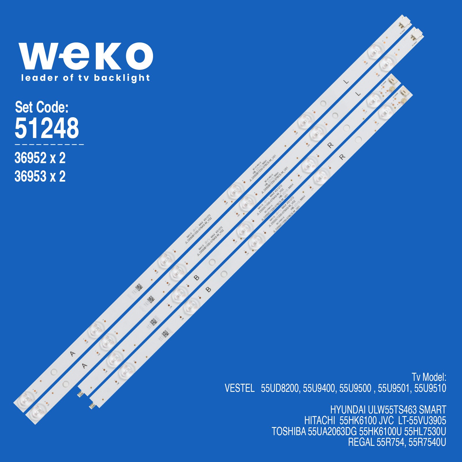 51248 Toshiba 55HK6100U 55'' 4 Adet Tv Led Bar - Görsel 1