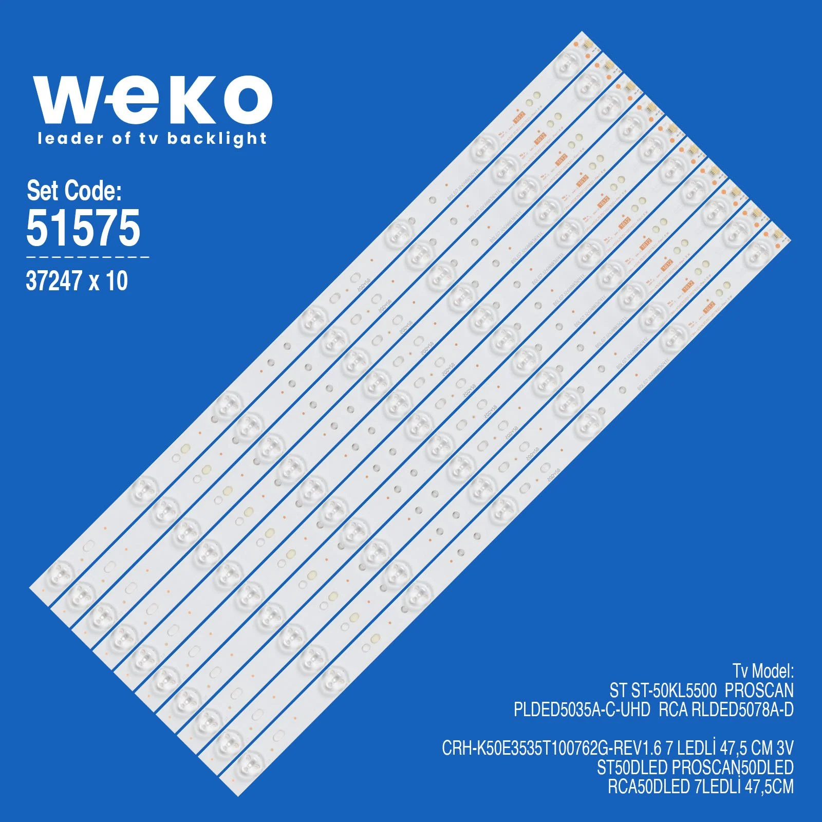 51575 Rca RLDED5078A 50'' 10 Adet Tv Led Bar - Görsel 1