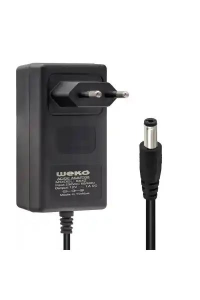 Weko 12 Volt 1 Amper 10 Watt Plastik Kasa Priz Tipi Adaptör (5.5x2.5 Uçlu)