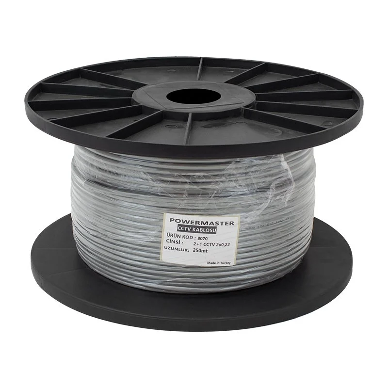 Powermaster 2+1 Gri 0.22 Mm CCTV Kamera Kablosu 250 Metre