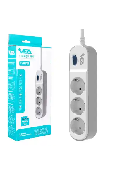 Vea VE-VEGA103 A Class 3'lü Anahtarlı 1.5 Metre Akım Korumalı Priz - Görsel 4
