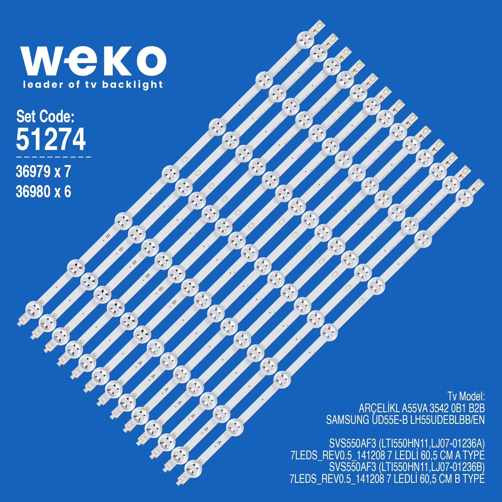 Arçelik UD55E-B 55'' 13 Adet Tv Led Bar