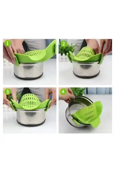 Sunup SN-20522 Klipsli Silikon Tencere Makarna Noodle Süzgeci Çok Amaçlı - Görsel 3