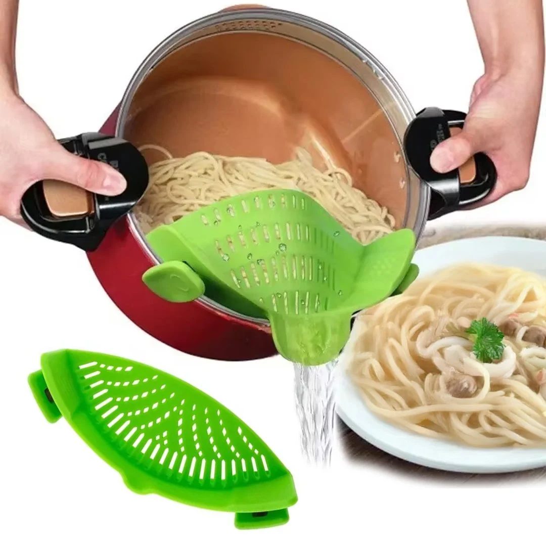 Sunup SN-20522 Klipsli Silikon Tencere Makarna Noodle Süzgeci Çok Amaçlı