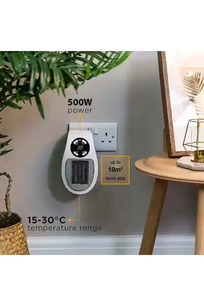 PowerMaster PM-20327 500 Watt Priz Tipi Uzaktan Kumandalı Taşınabilir Isıtıcı (Zamanlayıcı - Otomatik Kapanma) - Görsel 2