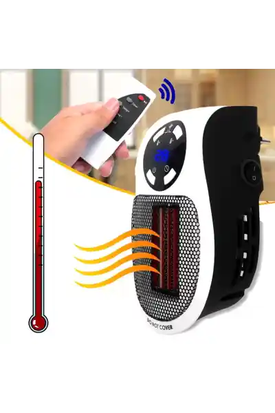 PowerMaster PM-20327 500 Watt Priz Tipi Uzaktan Kumandalı Taşınabilir Isıtıcı (Zamanlayıcı - Otomatik Kapanma)