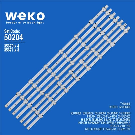Wkset-5204 35670X4 35671X3 Vestel 55 Uhd Drt 7 Adet Led Bar (7+8Lens)