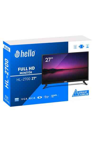 Hello HL-2700 27'' Audio IN-RCA-VGA-HDMI-USB 12 Volt Adaptörlü Full HD Led Monitör - Görsel 3
